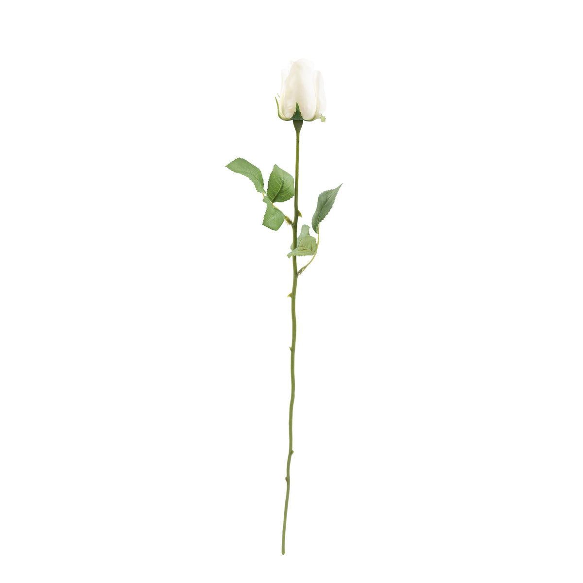Rosebud White Real Touch Stem - 55cm