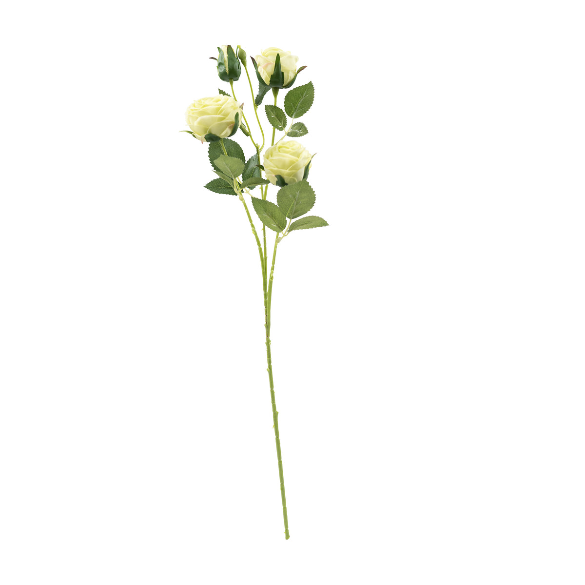 Rose Floribunda Cream Green Silk Flower Stem - 60cm