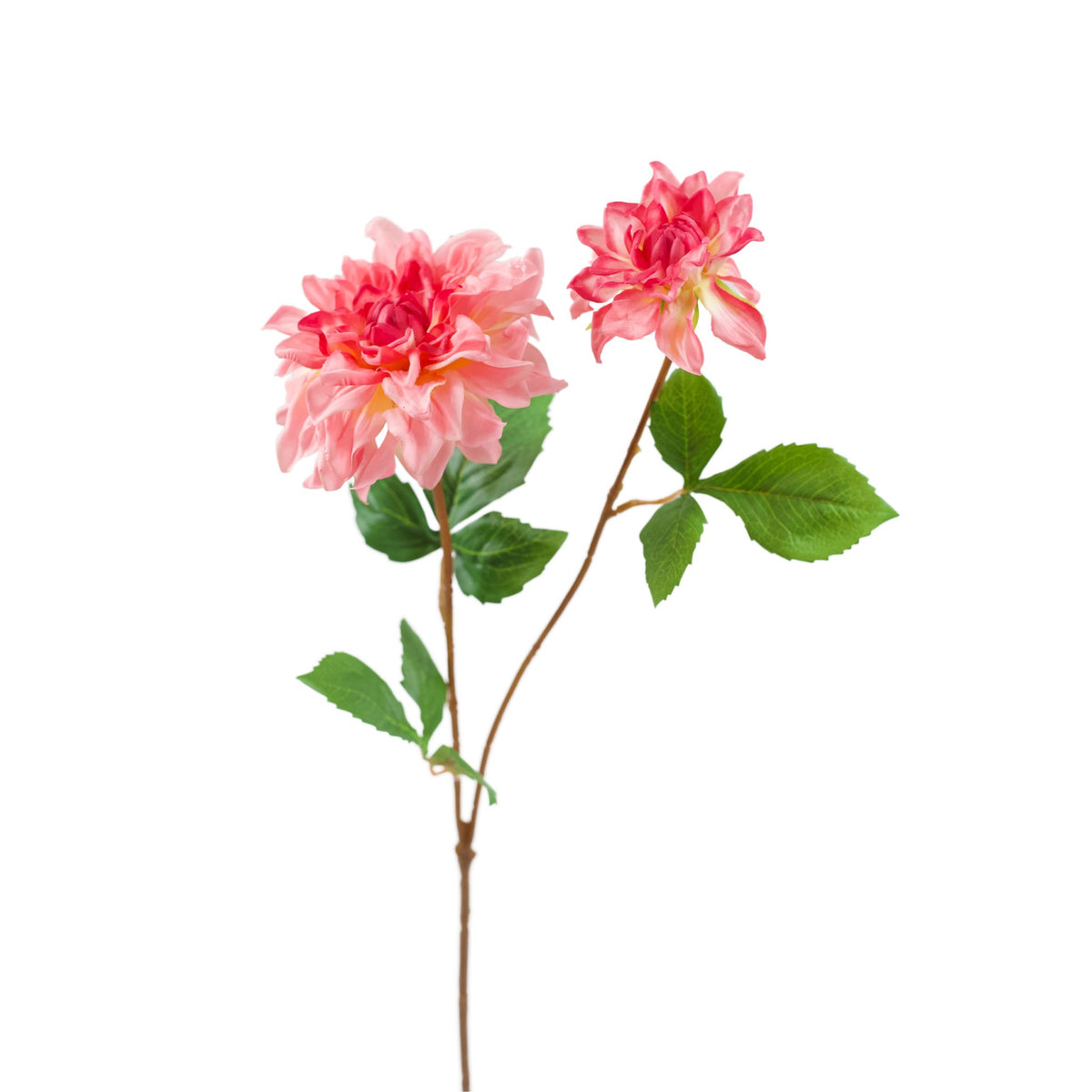 Dahlia 2 Coral Silk Flower Stem - 60cm