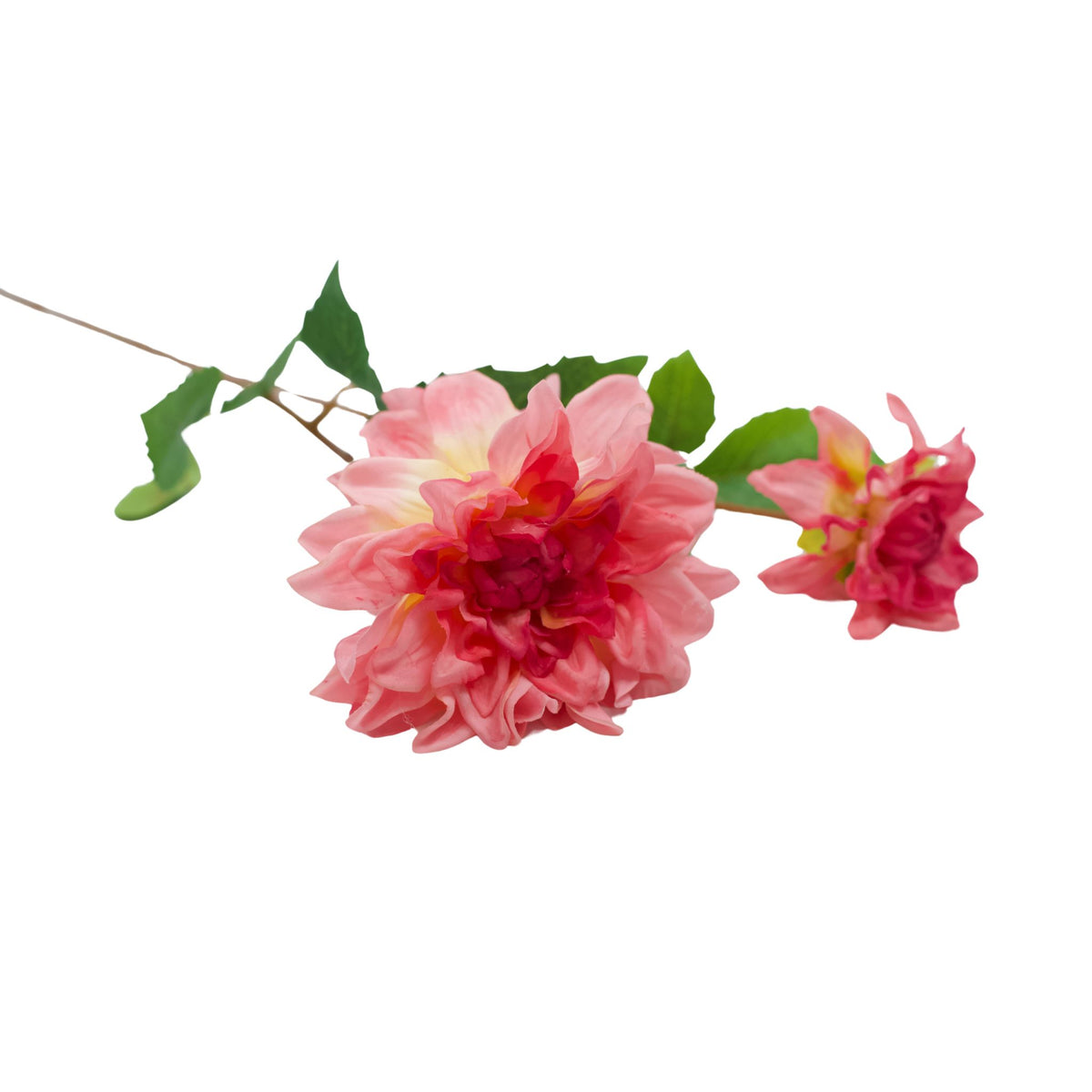 Dahlia 2 Coral Silk Flower Stem - 60cm