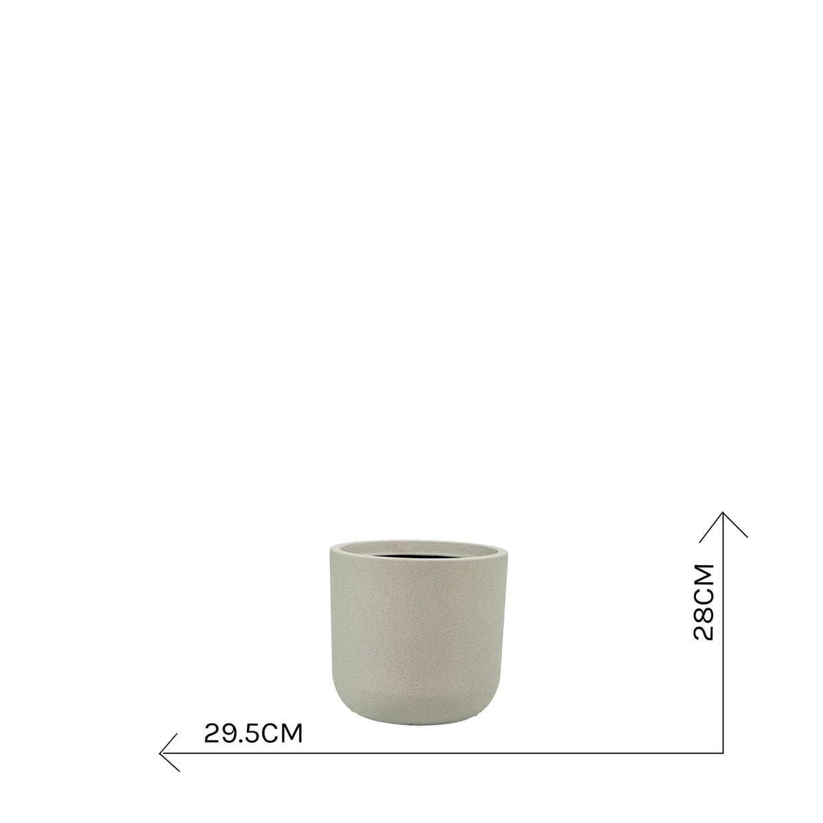 Polyresin Newport Planter small Chalk Beige with measurements
