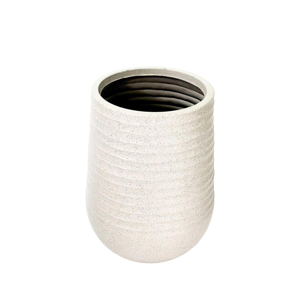 Artimis 53cm Terrazzo Planter Beige. Light weight pot, Front view