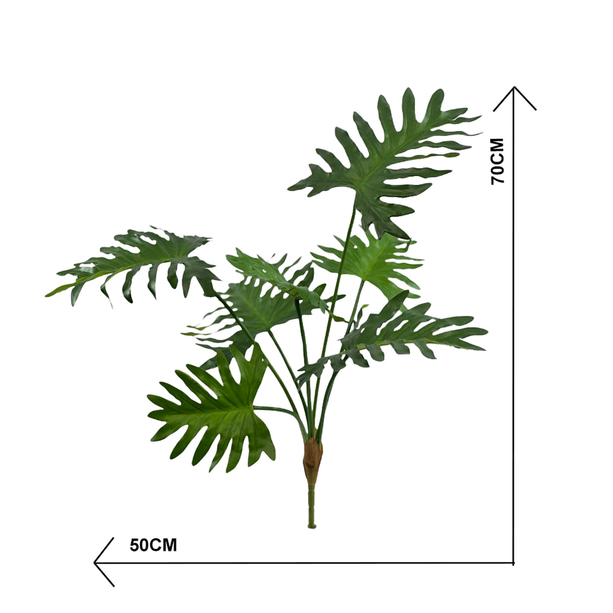 Faux Philodendron Bush 70cm with measurements