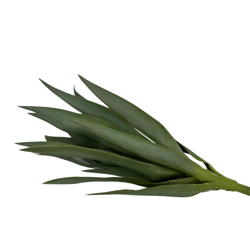 Filler Yucca - 62cm. Close up view of artificial plant lying down. Available from Plant Couture.
