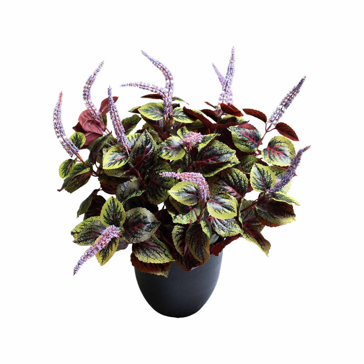 FAUX PERILLA BUSH WITH PURPLE FLOWERS 50CM