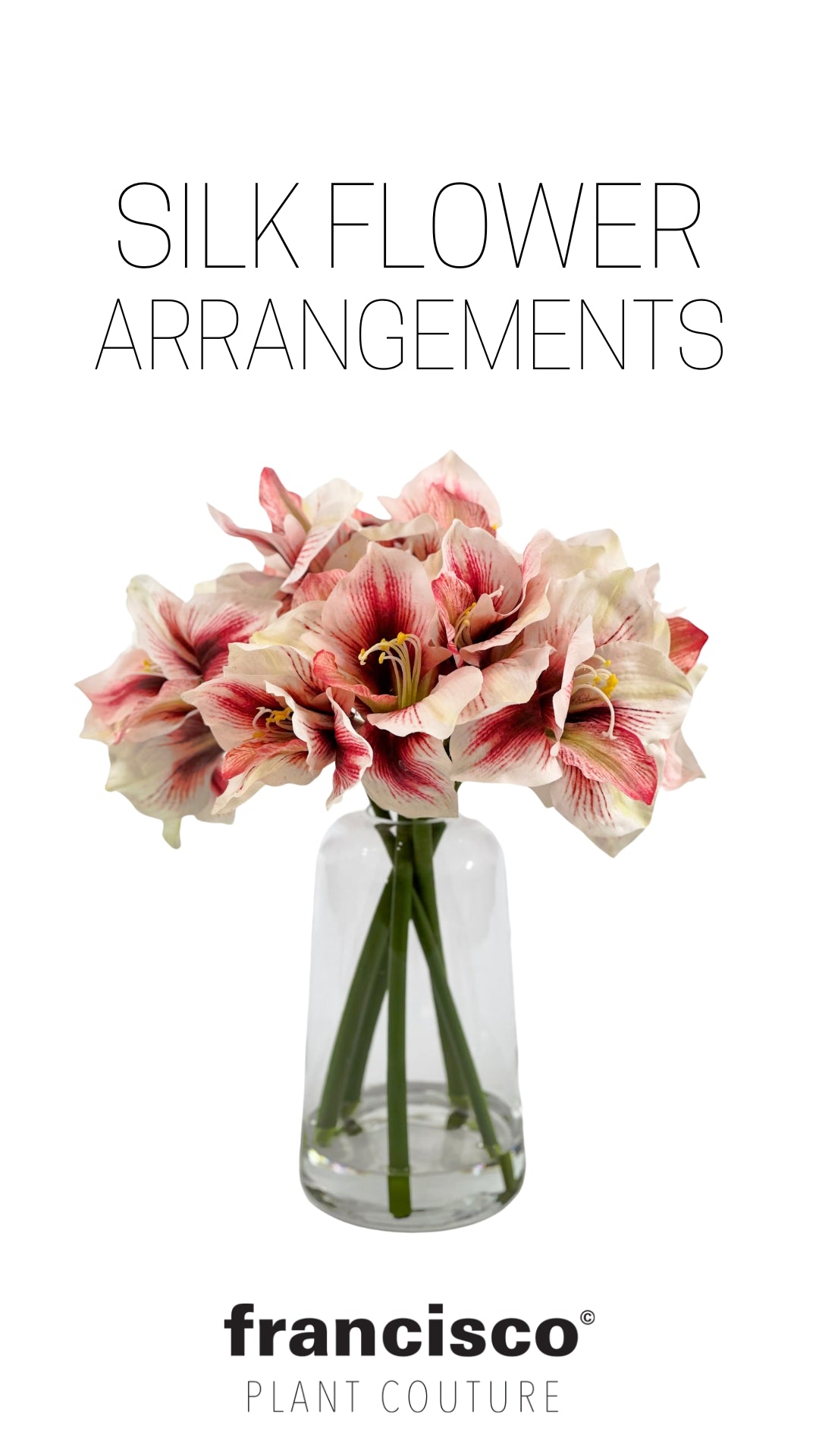red white amaryllis silk flower arrangement from Plant Couture