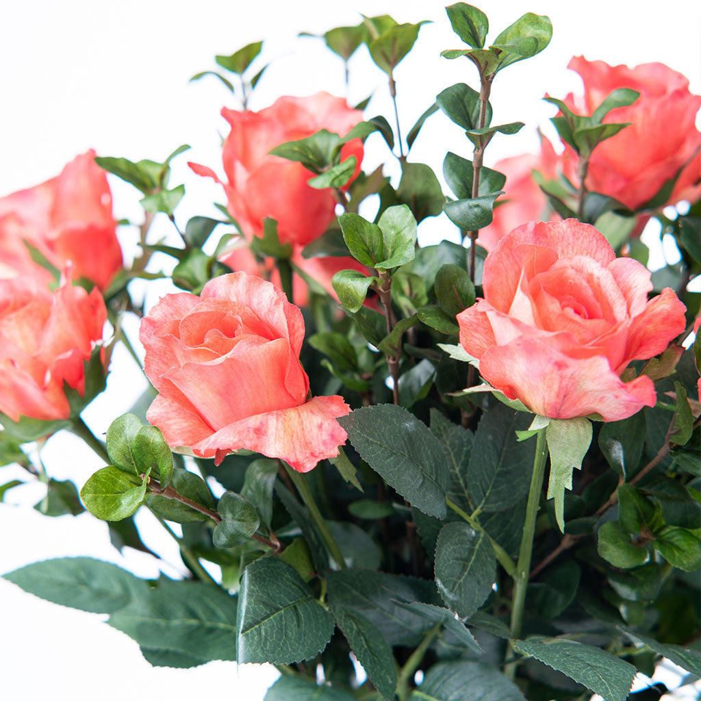 Coral Roses Silk Flower Arrangement