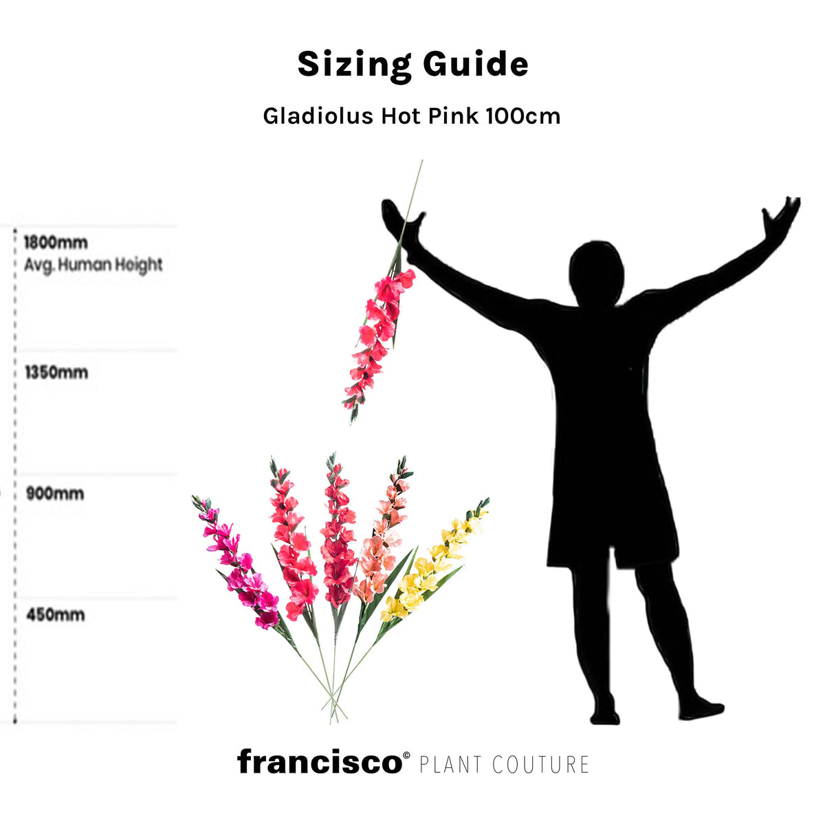 Gladiolus Hot Pink Silk Flower Stem - 100cm