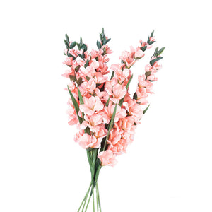  Multiple Single Stems Gladiolus Silk Flower 100cm Colour Salmon
