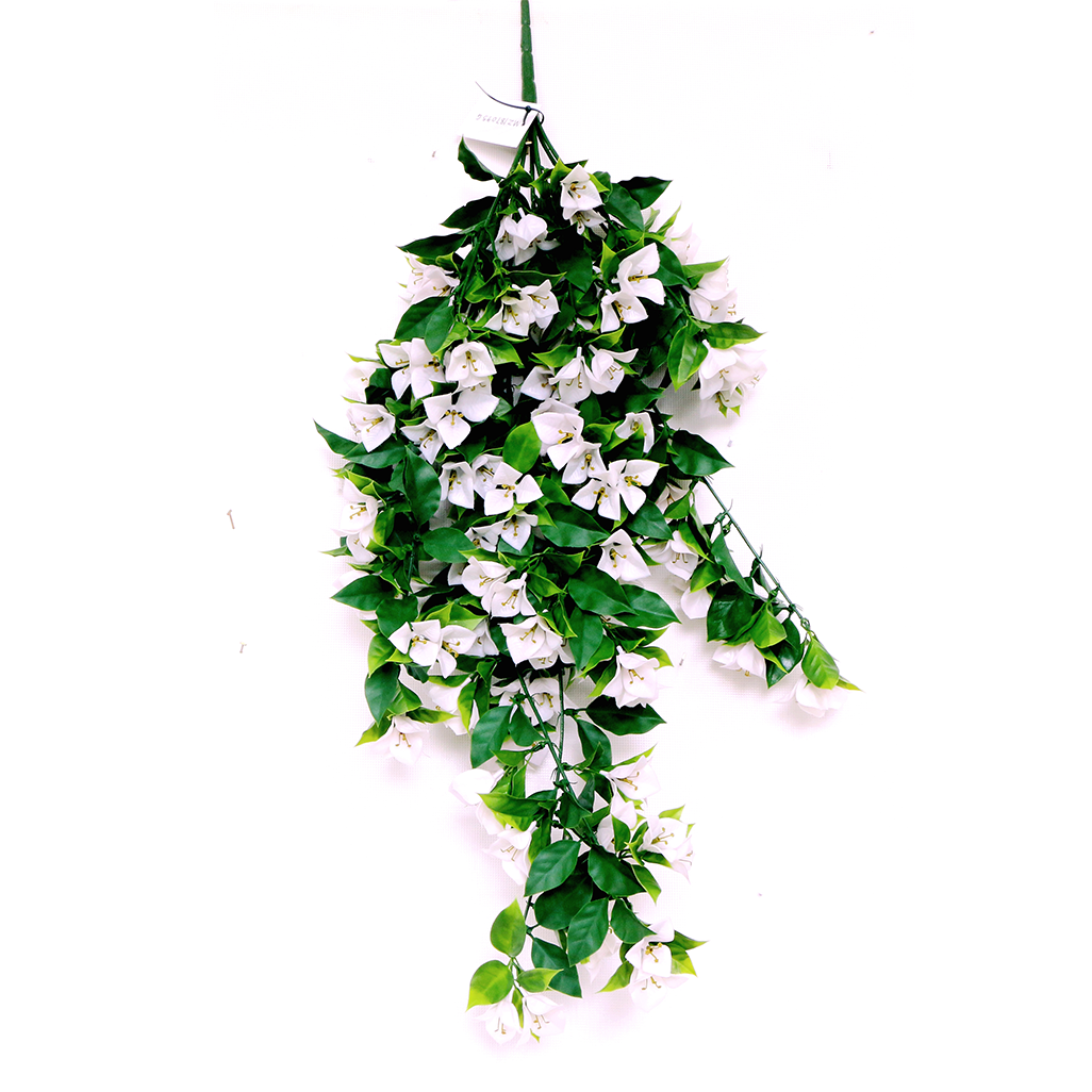 Hanging Bougainvillea UV Bush White 92cm Plant Couture Artificial