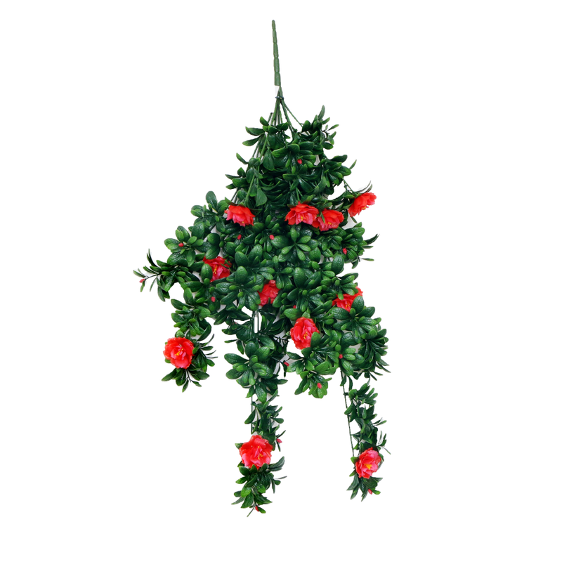 Gardenia UV Hanging Bush Red 89cm - Plant Couture - Artificial Plants