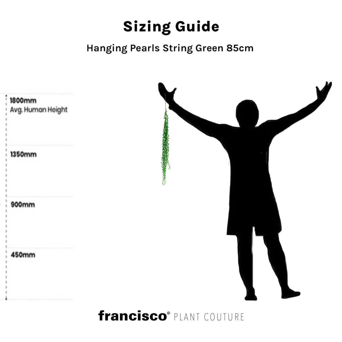 Plant Couture - Artificial Plants - Hanging Pearls String 85cm Green. Available from www.plantcouture.co.za