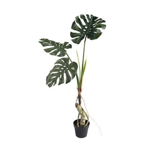 ARTIFICIAL MONSTERA TREE WITH 3 BIG LEAVES AND BEAUTIFUL STEM120CM IN WEIGTED POT
