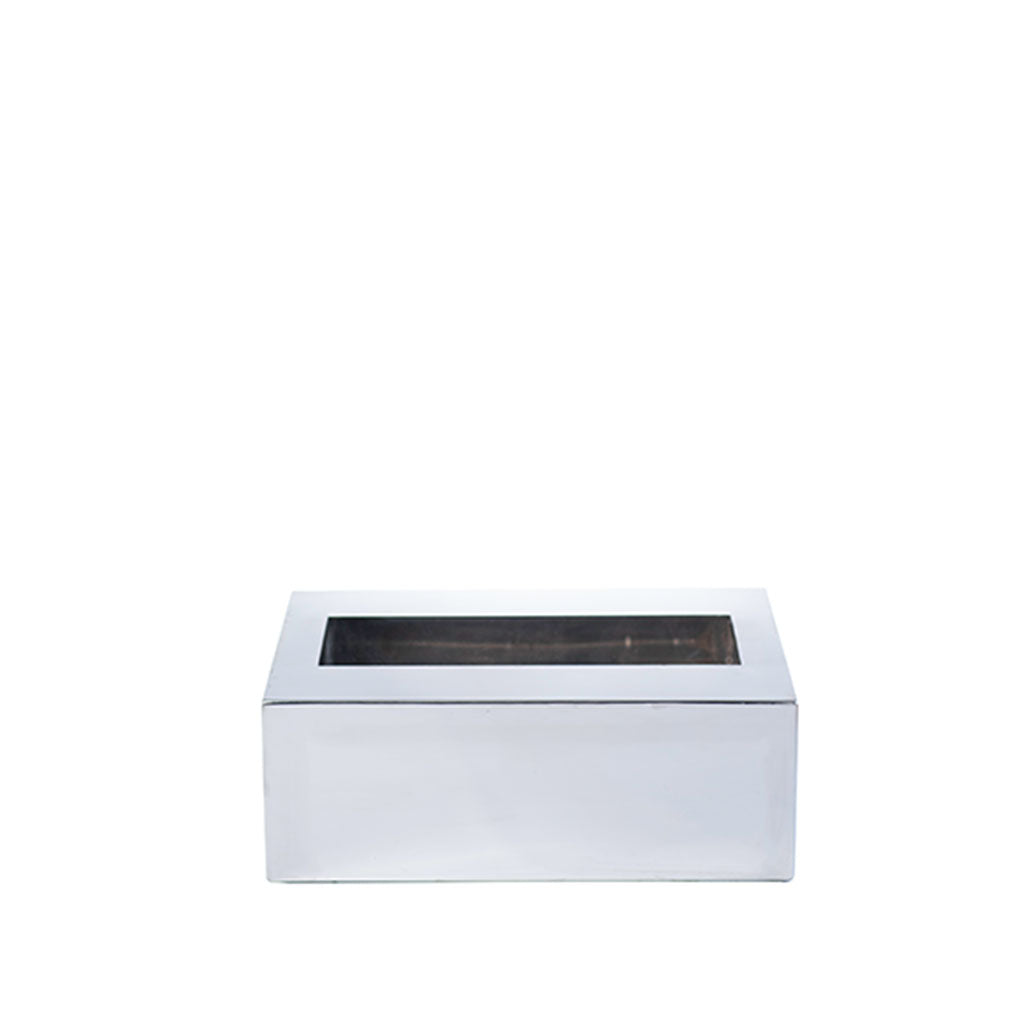 Plant Couture - Artificial Plant Pot - Metallic Table Top Box Stainless Steel Planter