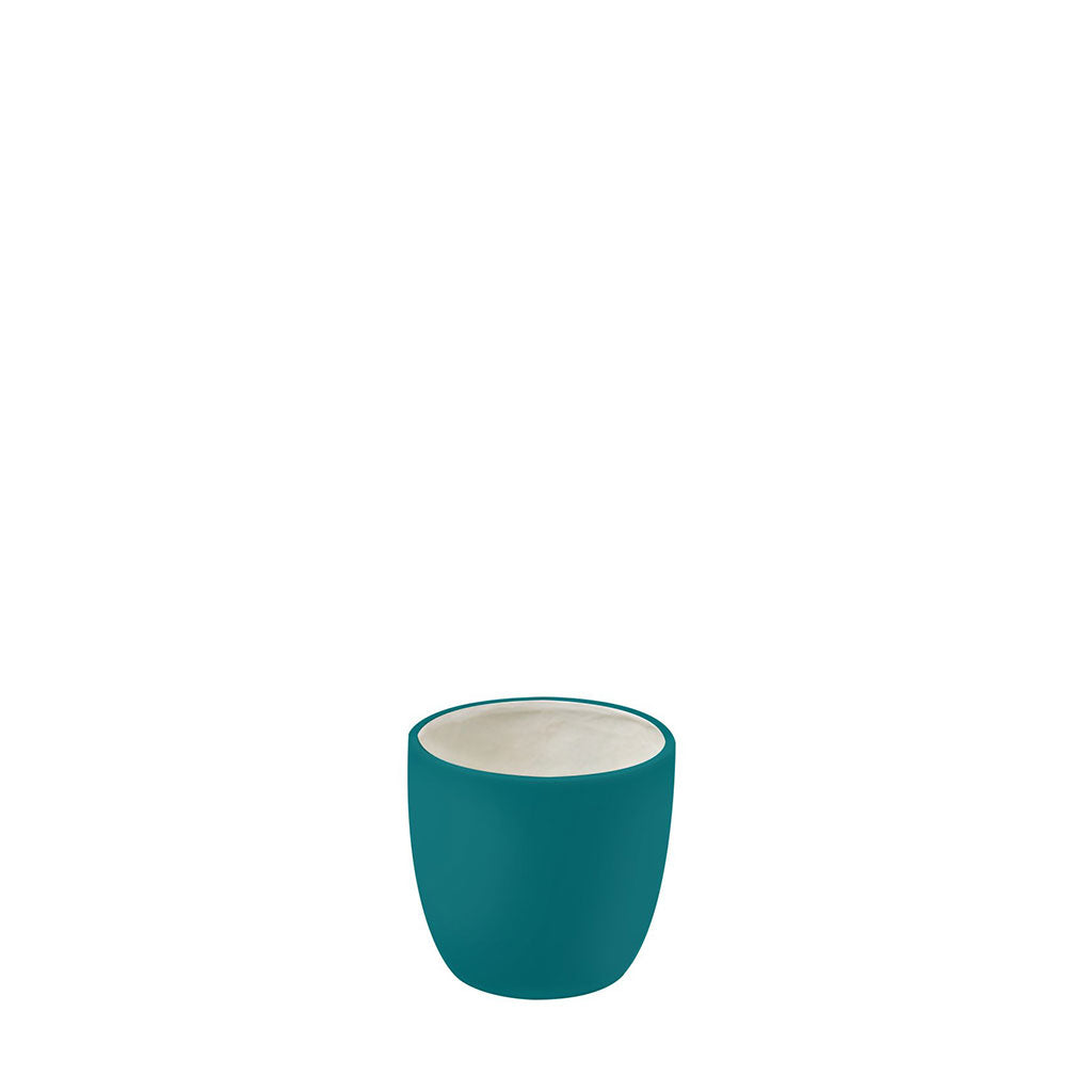 Plant Couture - Artificial Plant Pot - Metallic Ribbed Pot Square - Water Blue 