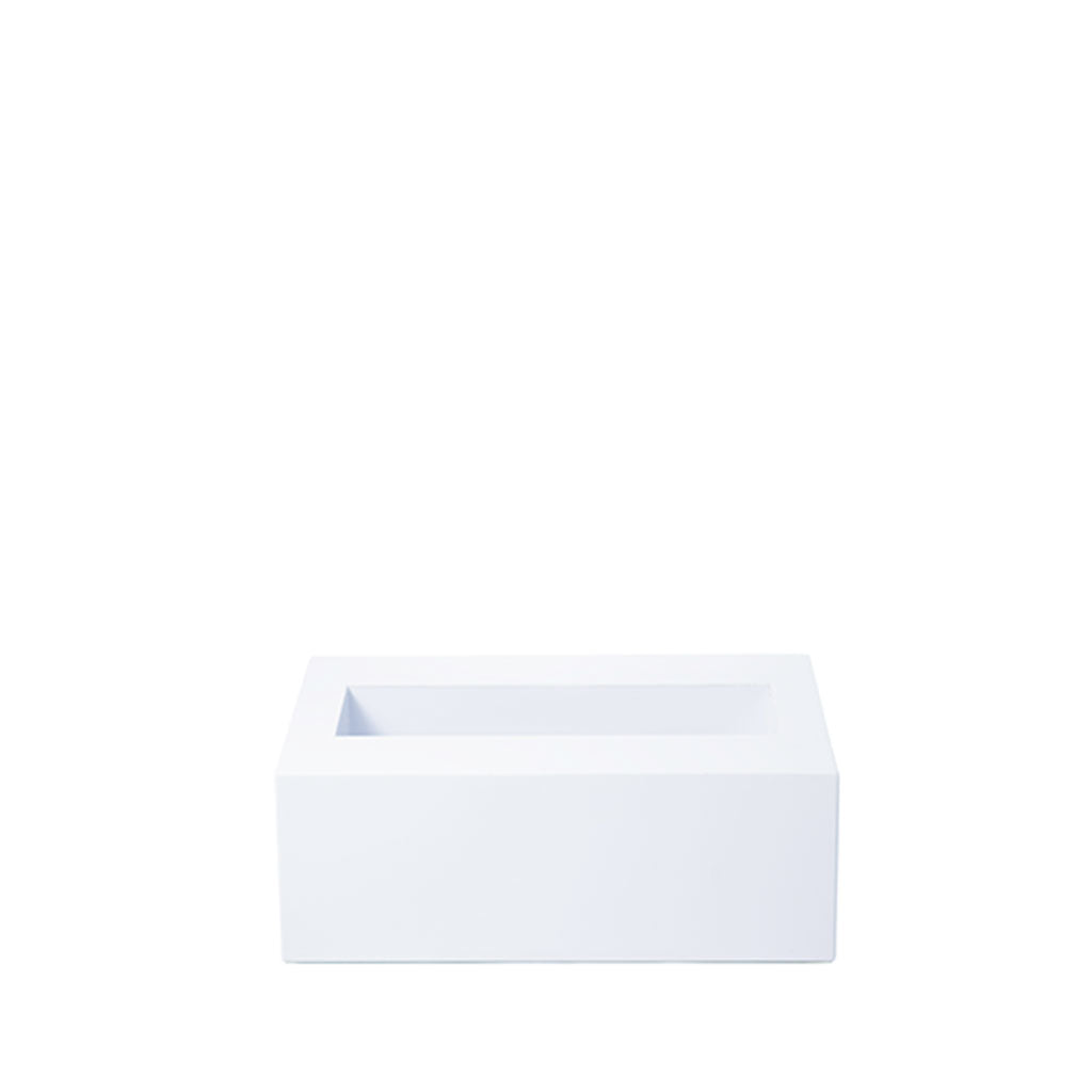 Plant Couture - Artificial Plant Pot - Metallic Table Top Box Mild Steel Planter - White 