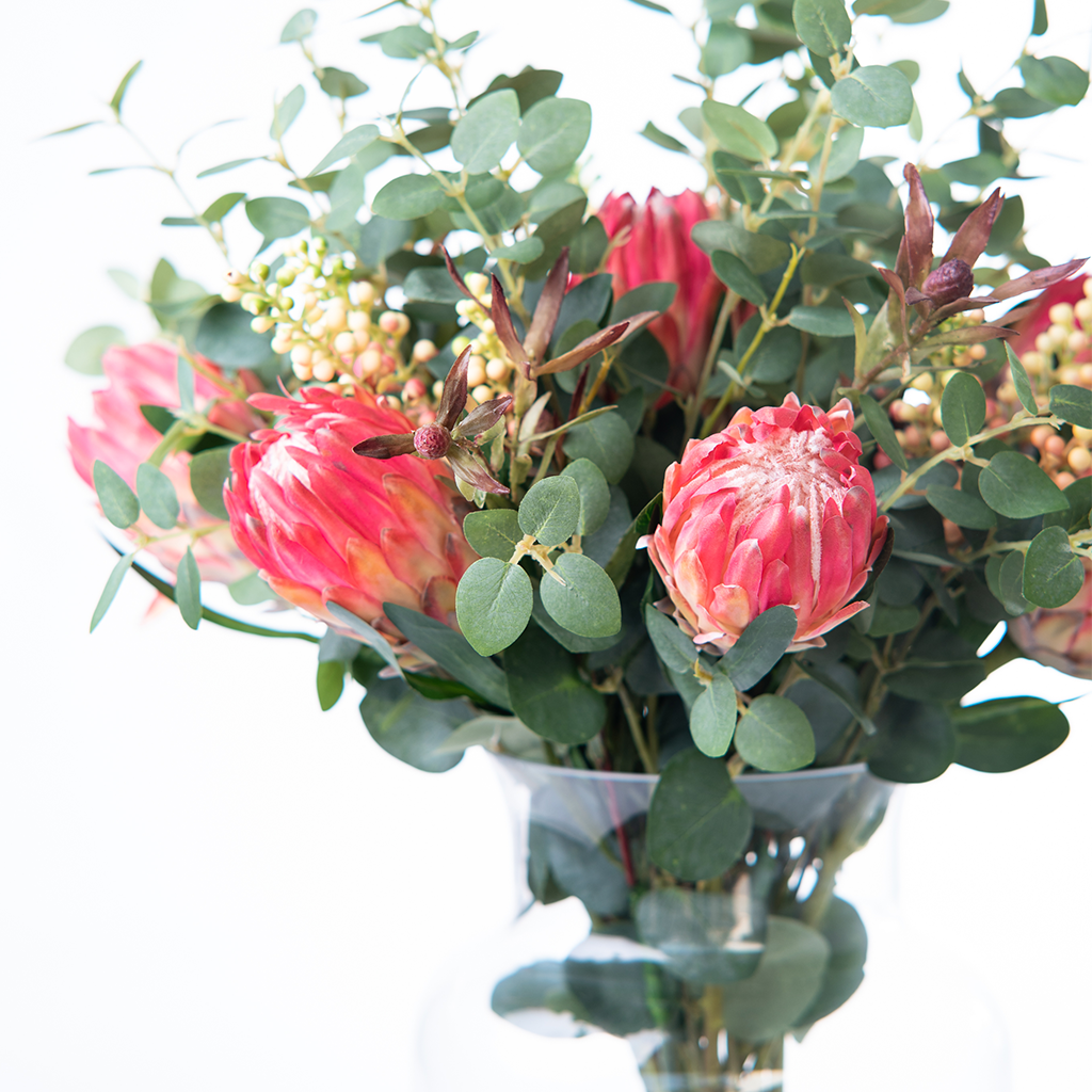 Pink Protea & Eucalyptus - Silk Flower Arrangement