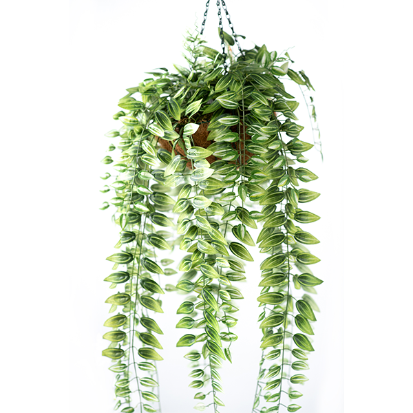 Plant Couture - Artificial Plants - Hanging Basket M with Mini Leaves Bush - Close Up
