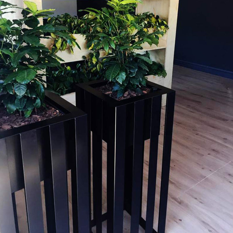Plant Couture - Artificial Plant Pot - Metallic Ribbed Pot Square - Lifestyle Image 