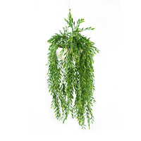 Plant Couture - Artificial Plant & Pot Combo - Valli Hanging Pot with Hanging Grass Bush - Closeup
